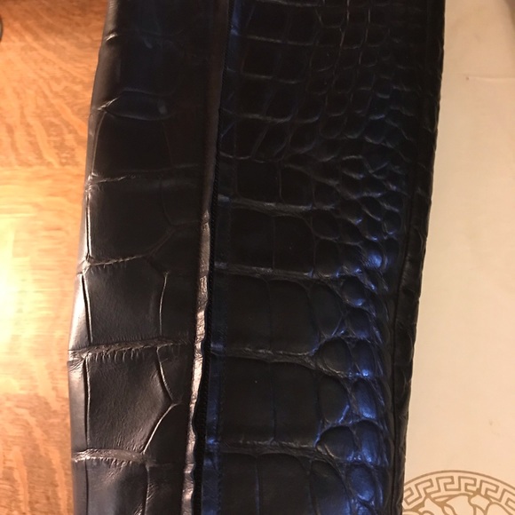 Gianni Versace Stivale Stampa Cocco Tall Boots in Nero/Croc Size 40 T.100 - Picture 10 of 14